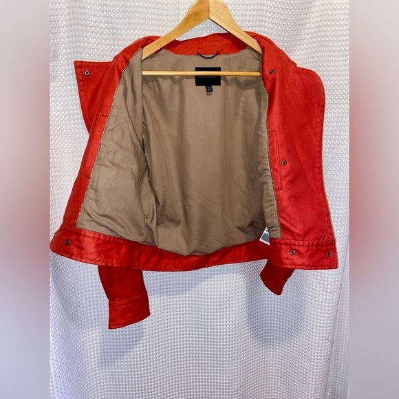 Women’s Banana Republic dune red hemp blend crop Amelia flight Jacket size small - Picture 8 of 16